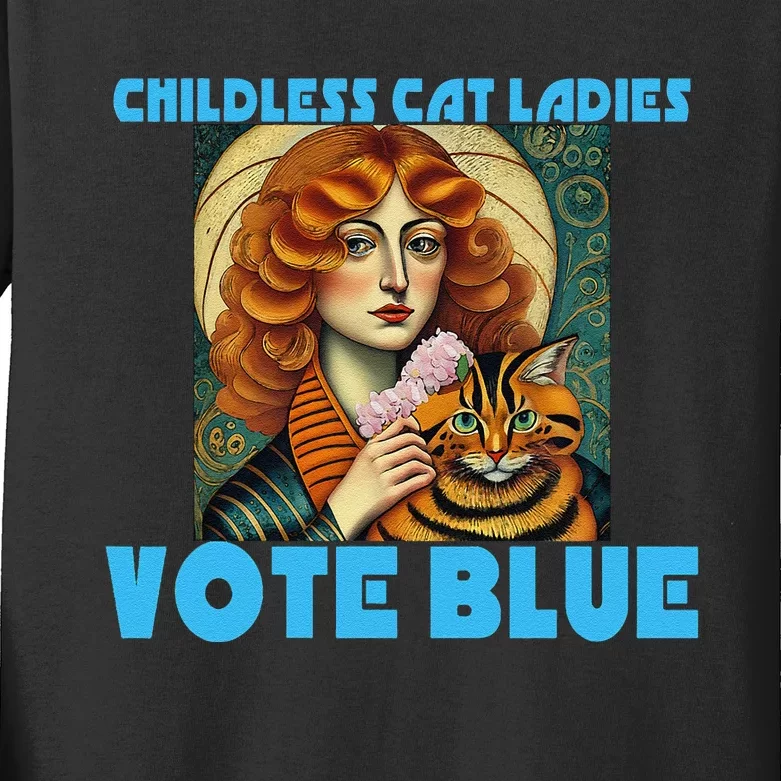 Childless Cat Ladies Vote Blue Kids Long Sleeve Shirt