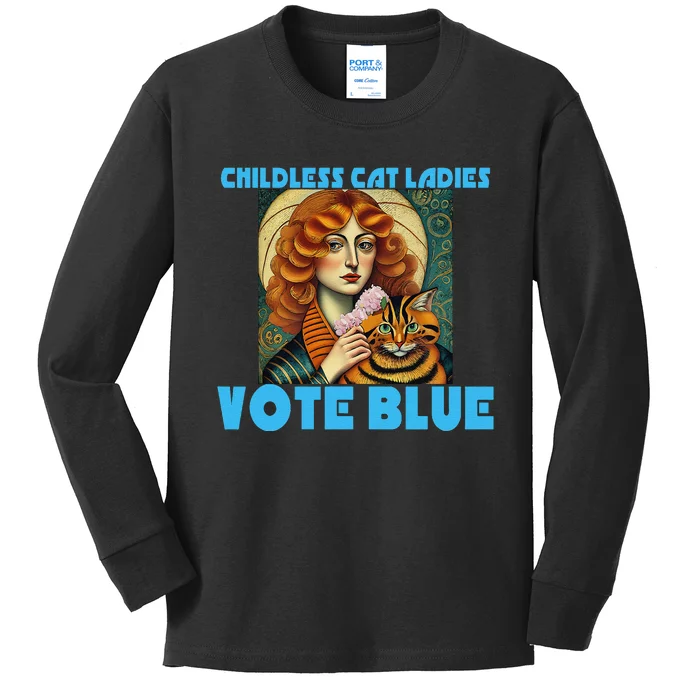 Childless Cat Ladies Vote Blue Kids Long Sleeve Shirt