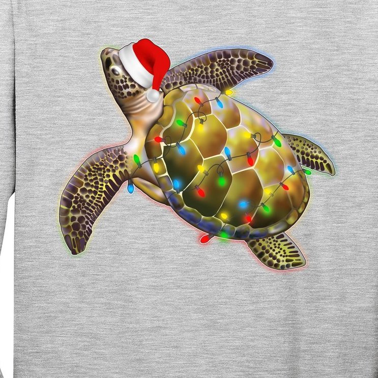 Cute Christmas Lights Santa Sea Turtle Long Sleeve Shirt