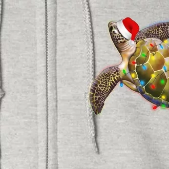 Cute Christmas Lights Santa Sea Turtle Full Zip Hoodie