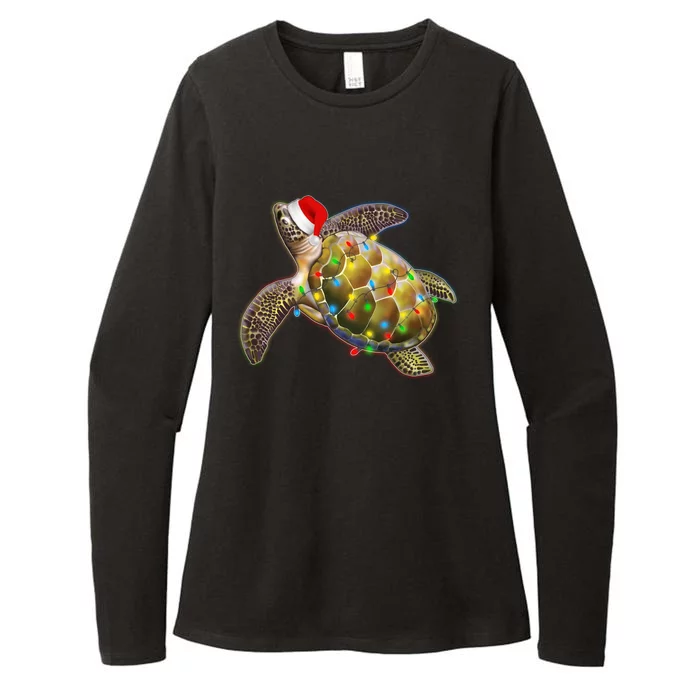 Cute Christmas Lights Santa Sea Turtle Womens CVC Long Sleeve Shirt