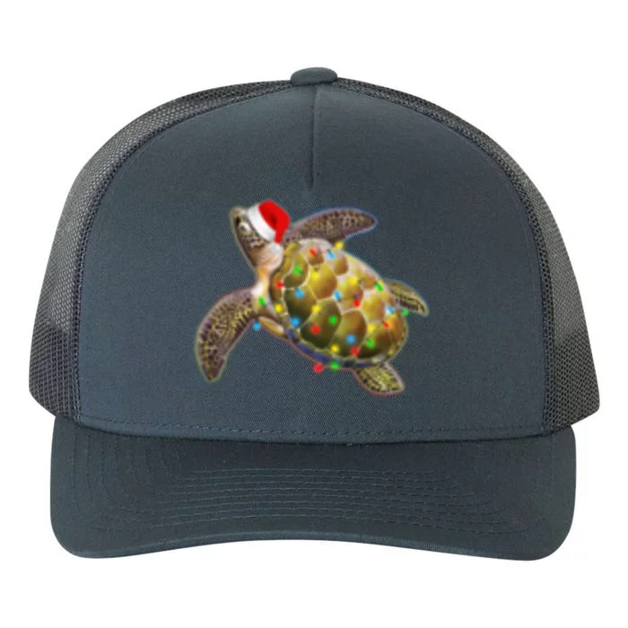 Cute Christmas Lights Santa Sea Turtle Yupoong Adult 5-Panel Trucker Hat