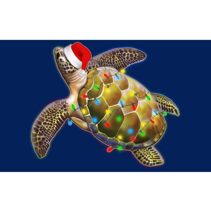 Cute Christmas Lights Santa Sea Turtle Bumper Sticker