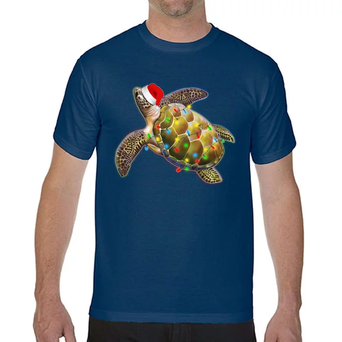 Cute Christmas Lights Santa Sea Turtle Comfort Colors T-Shirt