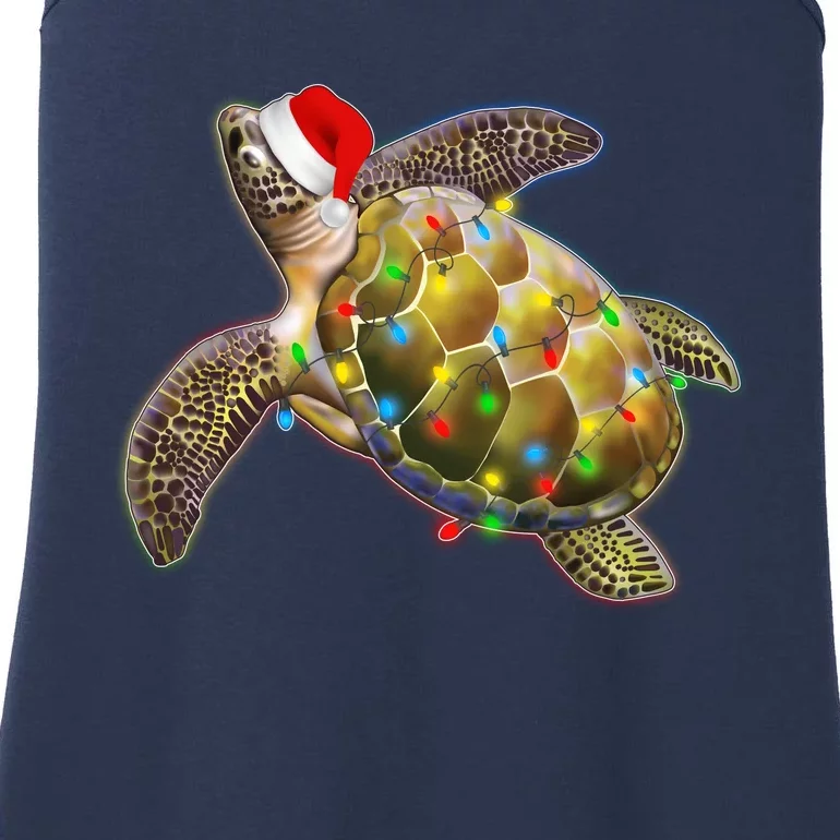 Cute Christmas Lights Santa Sea Turtle Ladies Essential Tank