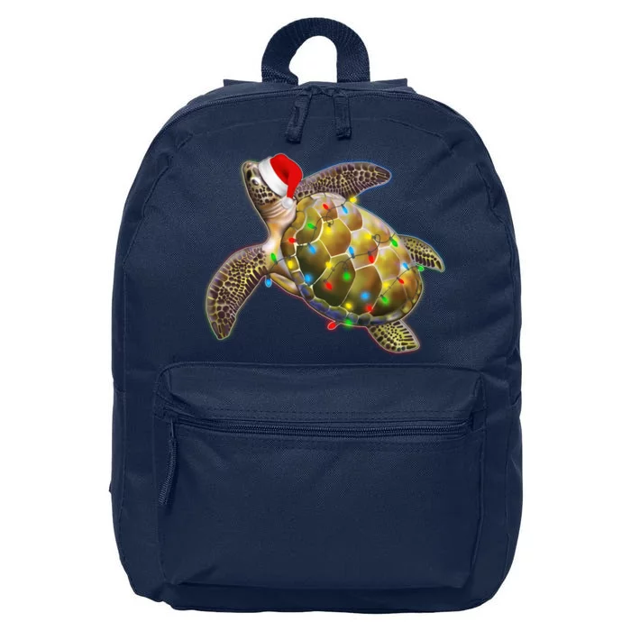 Cute Christmas Lights Santa Sea Turtle 16 in Basic Backpack