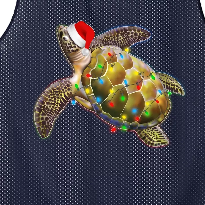 Cute Christmas Lights Santa Sea Turtle Mesh Reversible Basketball Jersey Tank