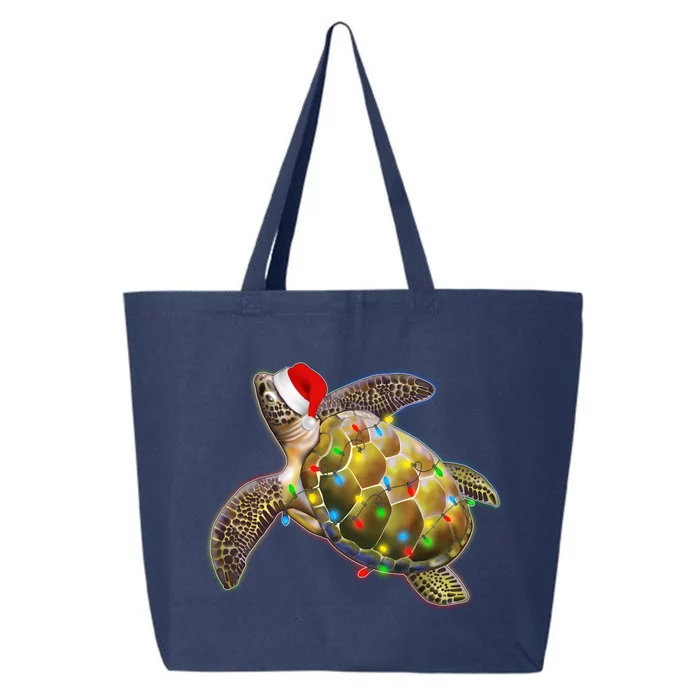 Cute Christmas Lights Santa Sea Turtle 25L Jumbo Tote