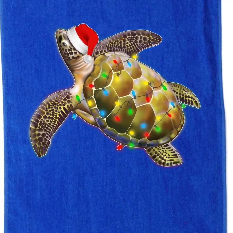 Cute Christmas Lights Santa Sea Turtle Platinum Collection Golf Towel