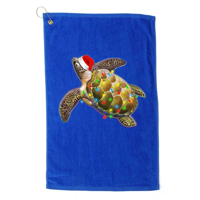 Cute Christmas Lights Santa Sea Turtle Platinum Collection Golf Towel