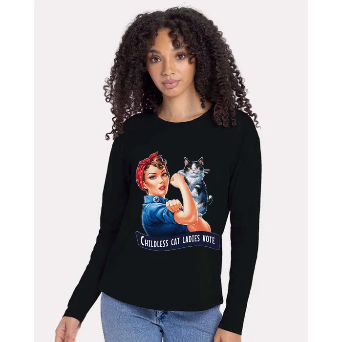 Childless Cat Ladies Vote Rosie The Riveter Womens Cotton Relaxed Long Sleeve T-Shirt