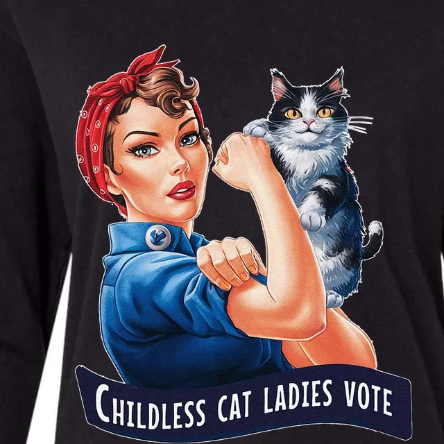 Childless Cat Ladies Vote Rosie The Riveter Womens Cotton Relaxed Long Sleeve T-Shirt