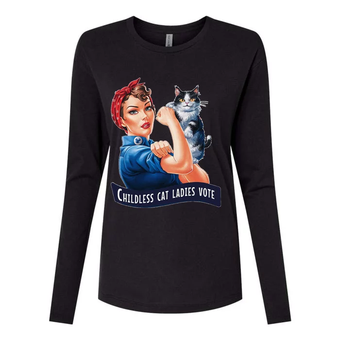 Childless Cat Ladies Vote Rosie The Riveter Womens Cotton Relaxed Long Sleeve T-Shirt