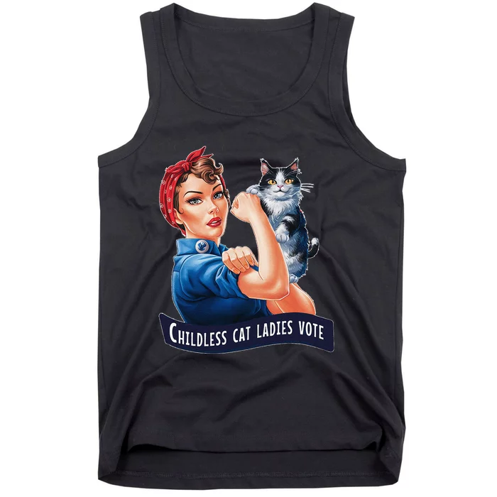 Childless Cat Ladies Vote Rosie The Riveter Tank Top