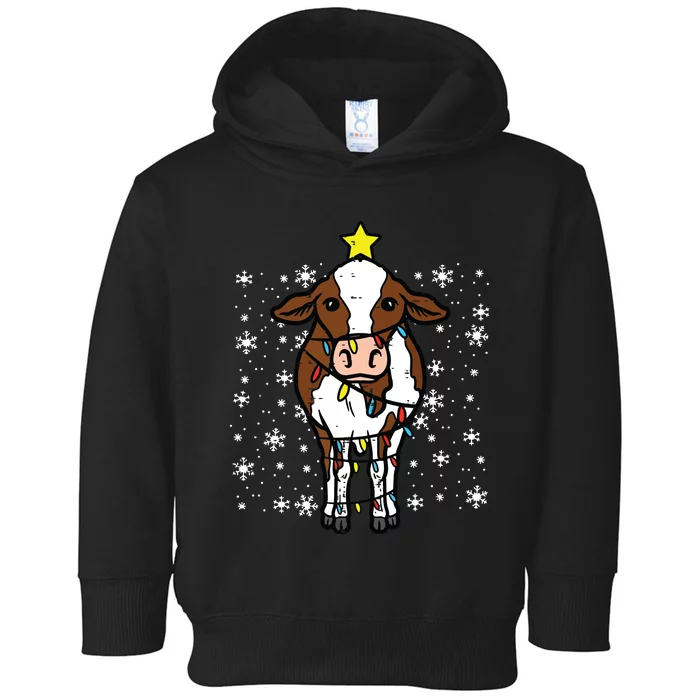 Cow Christmas Lights Funny Xmas Farm Farmer Toddler Hoodie