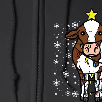 Cow Christmas Lights Funny Xmas Farm Farmer Full Zip Hoodie