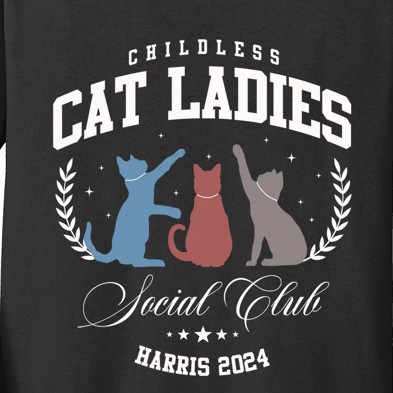 Childless Cat Lady Harris 2024 Kids Long Sleeve Shirt