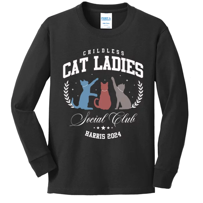 Childless Cat Lady Harris 2024 Kids Long Sleeve Shirt