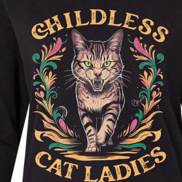 Childless Cat Ladies Feminist Childless Cat Ladies 2024 Womens Cotton Relaxed Long Sleeve T-Shirt