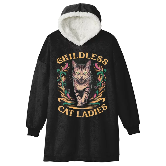 Childless Cat Ladies Feminist Childless Cat Ladies 2024 Hooded Wearable Blanket