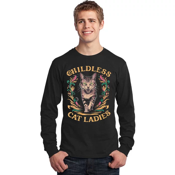 Childless Cat Ladies Feminist Childless Cat Ladies 2024 Tall Long Sleeve T-Shirt