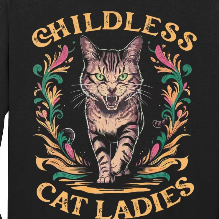 Childless Cat Ladies Feminist Childless Cat Ladies 2024 Tall Long Sleeve T-Shirt