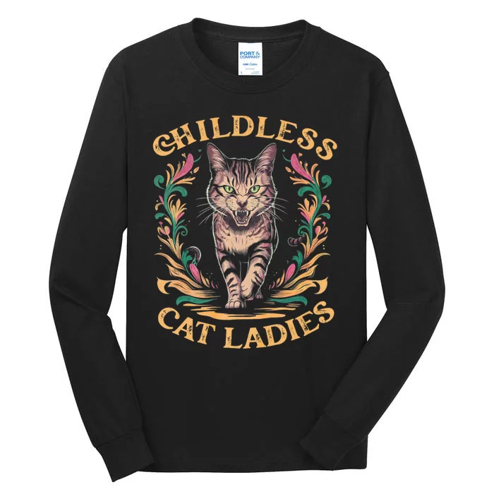 Childless Cat Ladies Feminist Childless Cat Ladies 2024 Tall Long Sleeve T-Shirt