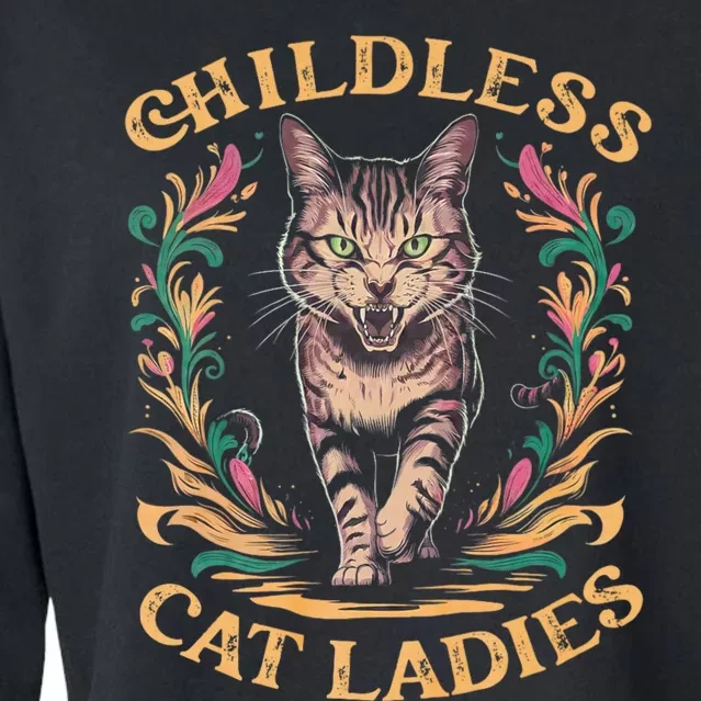 Childless Cat Ladies Feminist Childless Cat Ladies 2024 Cropped Pullover Crew