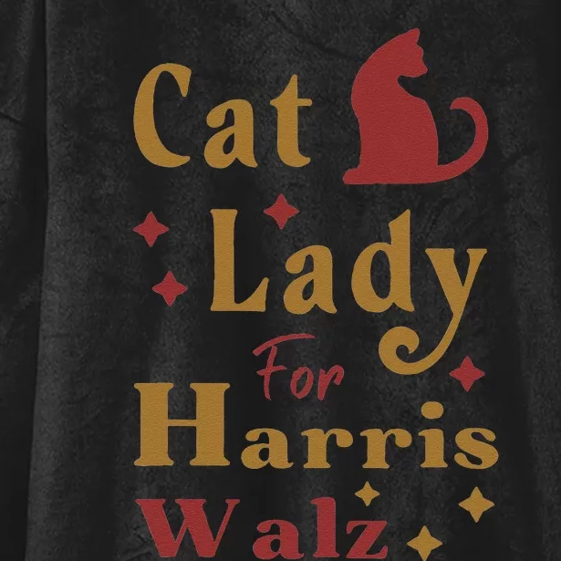 Childless Cat Lady For Kamala Harris Tim Walz Waltz 2024 Hooded Wearable Blanket