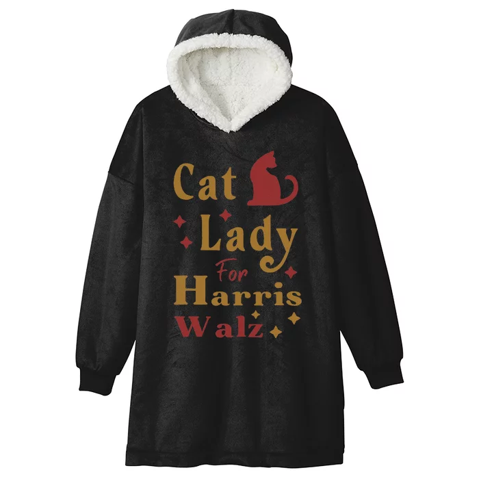 Childless Cat Lady For Kamala Harris Tim Walz Waltz 2024 Hooded Wearable Blanket