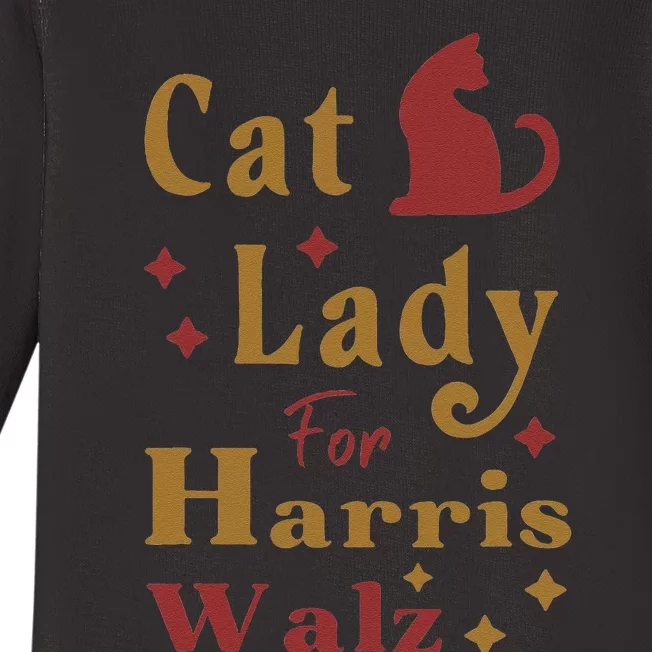 Childless Cat Lady For Kamala Harris Tim Walz Waltz 2024 Baby Long Sleeve Bodysuit