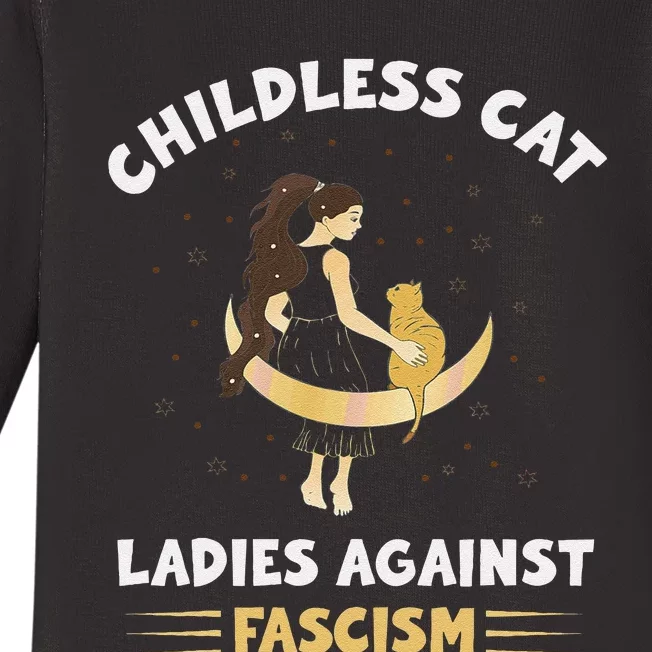 Childless Cat Ladies Against Fascism Childless Cat Lady Baby Long Sleeve Bodysuit