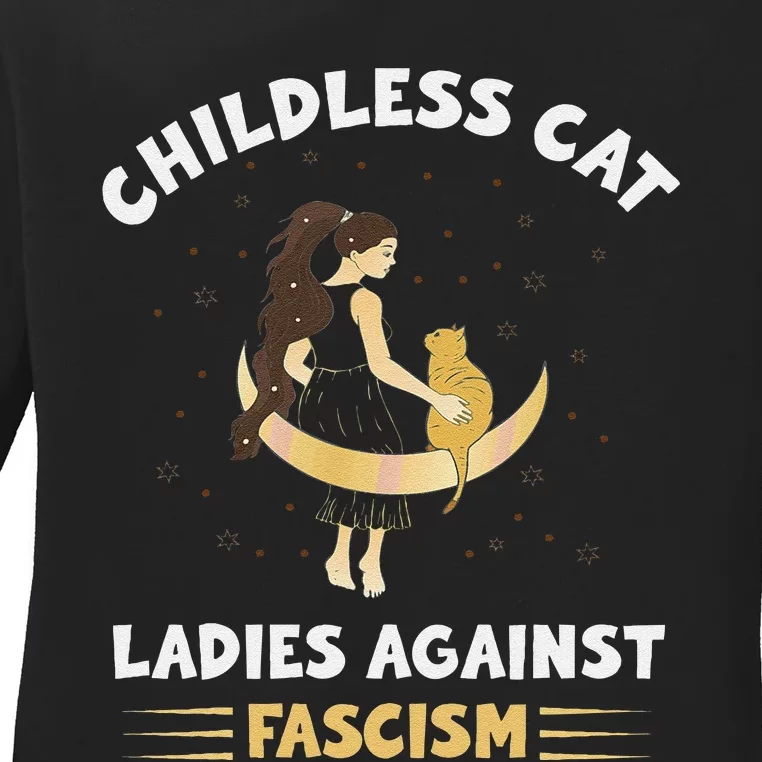 Childless Cat Ladies Against Fascism Childless Cat Lady Ladies Long Sleeve Shirt