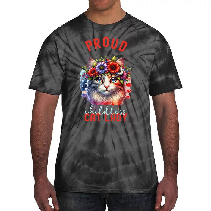 Childless Cat Ladies Election Day American Flag Cat Ladies Tie-Dye T-Shirt