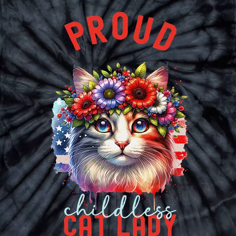 Childless Cat Ladies Election Day American Flag Cat Ladies Tie-Dye T-Shirt