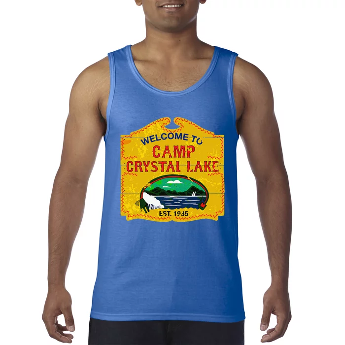 Camp Crystal Lake Halloween Funny Camping Graphic Tank Top