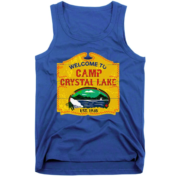 Camp Crystal Lake Halloween Funny Camping Graphic Tank Top