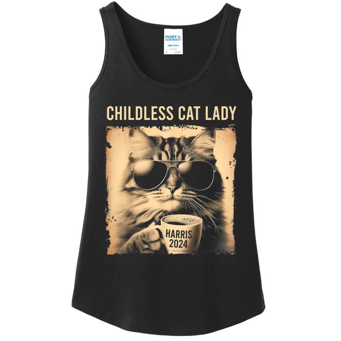 Childless Cat Lady Vintage Coffee Cat Ladies Essential Tank