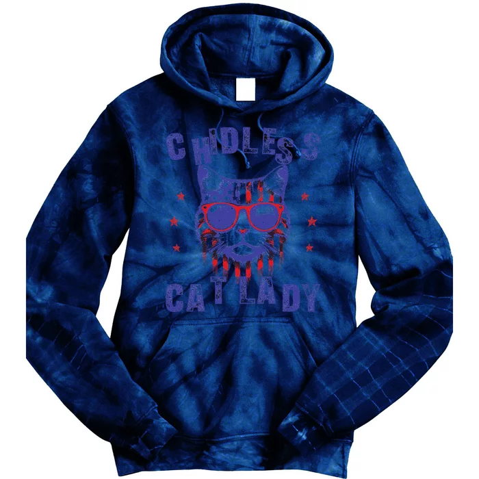 Childless Cat Ladies For Kamala Harris 2024 Election Vintage Tie Dye Hoodie