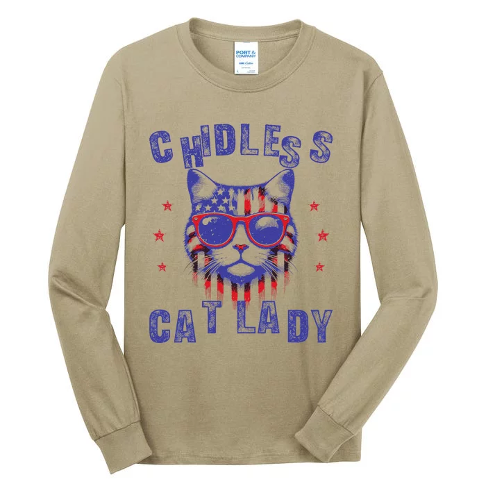 Childless Cat Ladies For Kamala Harris 2024 Election Vintage Tall Long Sleeve T-Shirt