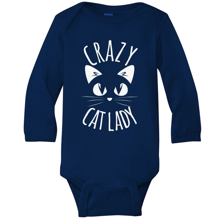 CRAZY CAT LADY Funny Fur Mom Mothers Day Christmas Birthday Baby Long Sleeve Bodysuit