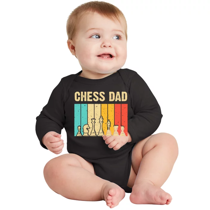 Cool Chess Lover Art For Dad Men Father Novelty Chess Player Baby Long Sleeve Bodysuit