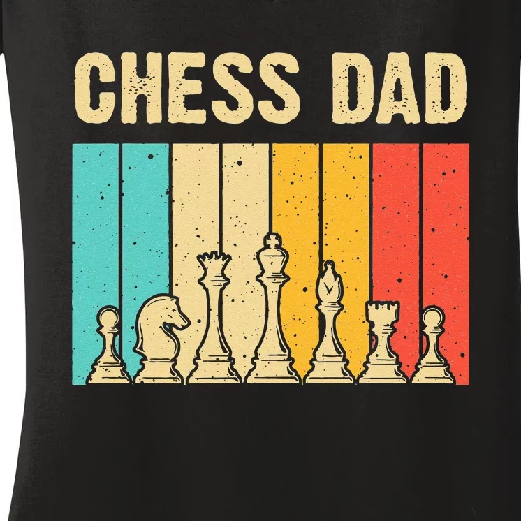 Cool Chess Lover Art For Dad Men Father Novelty Chess Player Women's V-Neck T-Shirt