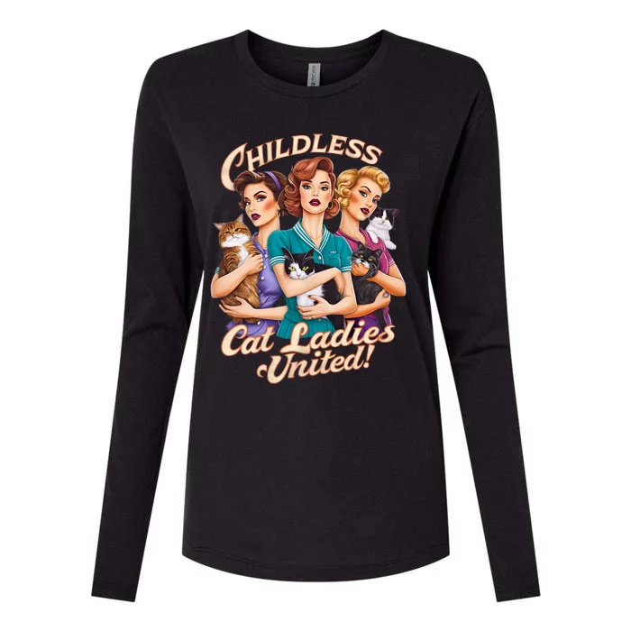 Childless Cat Ladies United Womens Cotton Relaxed Long Sleeve T-Shirt