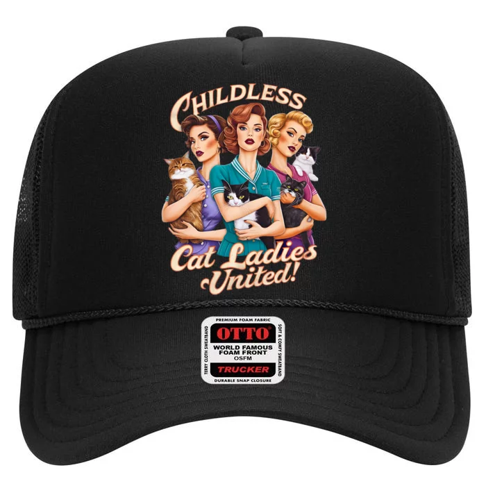 Childless Cat Ladies United High Crown Mesh Trucker Hat