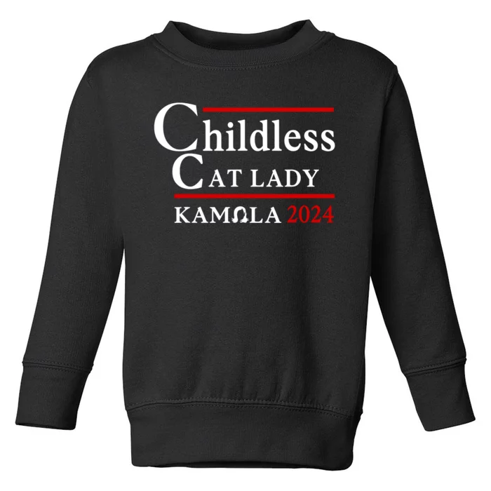 Childless Cat Lady 2024 Kamala Toddler Sweatshirt