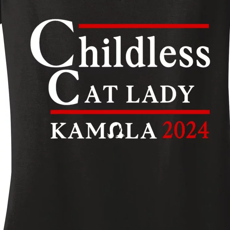 Childless Cat Lady 2024 Kamala Women's V-Neck T-Shirt