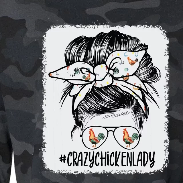 Crazy Chicken Lady Messy Bun Hair Cropped Pullover Crew