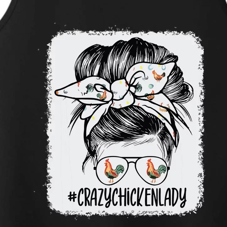 Crazy Chicken Lady Messy Bun Hair Performance Tank