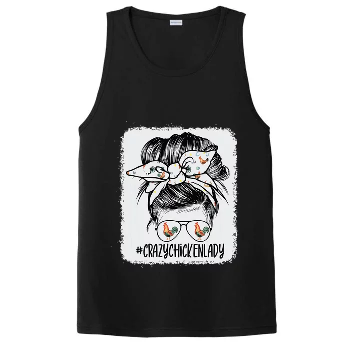 Crazy Chicken Lady Messy Bun Hair Performance Tank